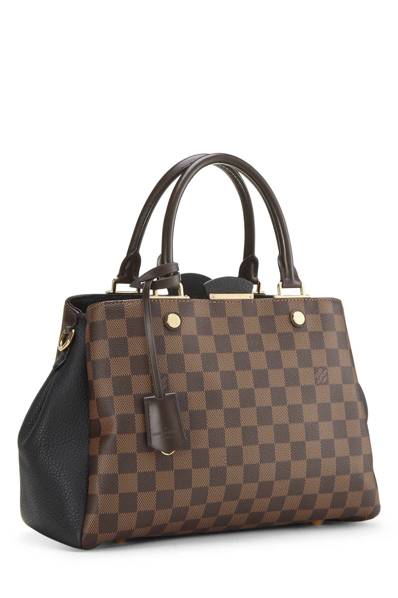 Louis Vuitton Brittany Damier Brown Black Leather Satchel Bag | AlmaBagz