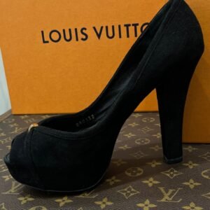 Louis Vuitton - escarpins plate-forme daim noir | AlmaBagz