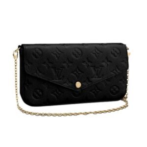 Louis Vuitton Felicie Pouchette Black Monogram Chain Wallet Crossbody Bag | AlmaBagz