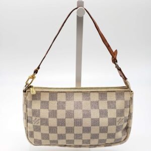 Louis Vuitton Pochette /Wristlet Damier Azur HandBag | AlmaBagz
