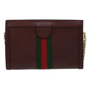 GUCCI Marmont WebSherry Line Shoulder Bag Leather Red 503877493075 Auth lt580 | AlmaBagz