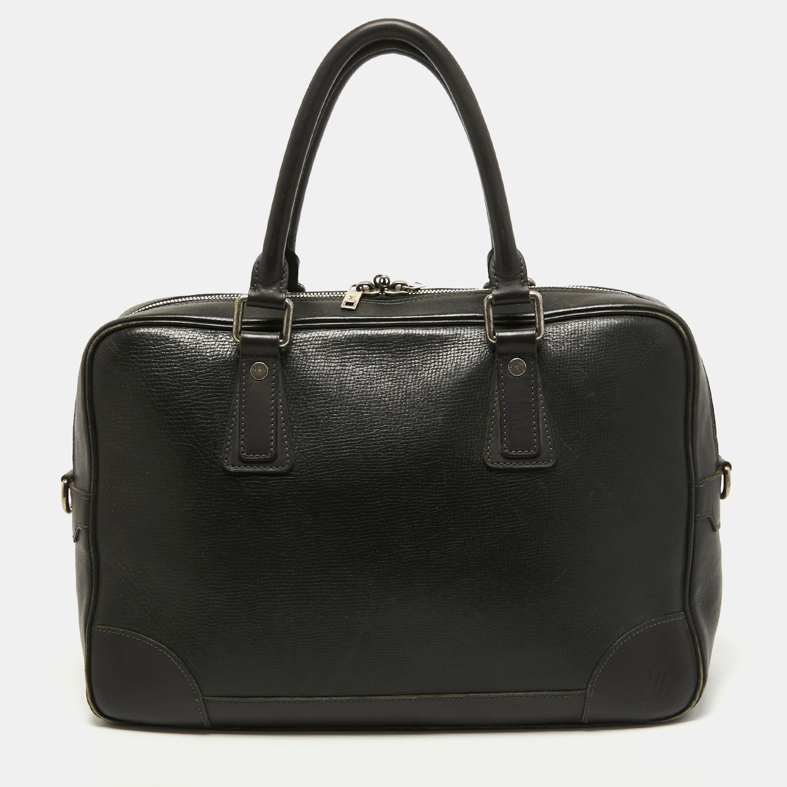 Louis Vuitton Charcoal Black Leather Utah Acoma Bag | AlmaBagz