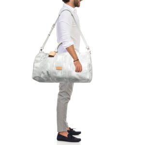 LOUIS VUITTON Damier Salt Canvas Keepall 50 Bandouliere Bag | AlmaBagz