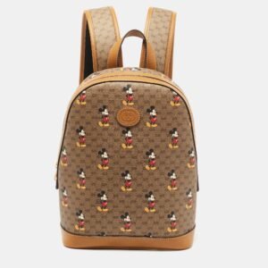 Gucci x Disney Brown GG Supreme Canvas and Leather Mickey Mouse Backpack | AlmaBagz