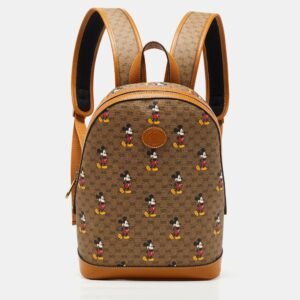 Gucci x Disney Tan/Beige Mickey Print GG Supreme Canvas Small Backpack | AlmaBagz