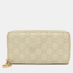 Gucci Beige Guccissima Leather Zip Around Wallet | AlmaBagz