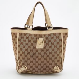 Gucci Beige/Cream GG Canvas And Leather Abbey D-Ring Tote | AlmaBagz