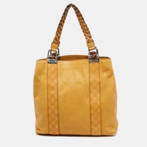Gucci Yellow Guccissima Leather Large Bamboo Bar Tote | AlmaBagz