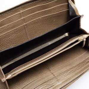 Gucci Gold Leather Bamboo Tassel Bow Zip Around Wallet | AlmaBagz