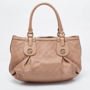 Gucci Beige Guccissima Leather Scarlett Stud Interlocking G Hobo | AlmaBagz