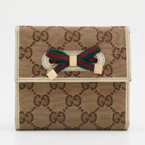 Gucci Beige/Off White GG Canvas And Leather Princy Compact Trifold Wallet | AlmaBagz