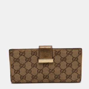 Gucci Beige GG Canvas and Leather Wallet | AlmaBagz