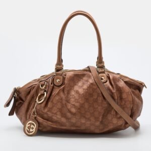 Gucci Bronze Guccissima Leather Medium Sukey Satchel | AlmaBagz