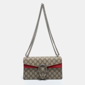 Gucci Beige GG Supreme Canvas and Suede Dionysus Shoulder Bag | AlmaBagz