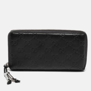 Gucci Black Guccissima Leather Continental Zip Around Wallet | AlmaBagz
