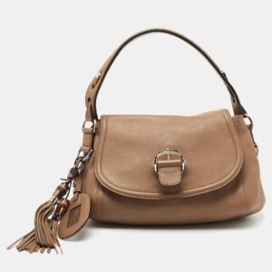 Gucci Brown Leather Techno Horsebit Flap Hobo | AlmaBagz