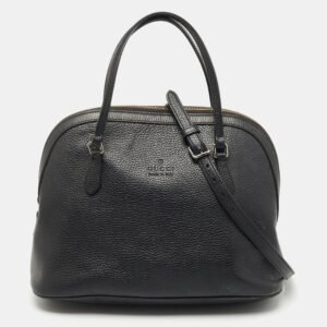 Gucci Black Leather Dome Satchel | AlmaBagz