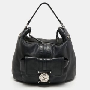 Gucci Black Grained Leather Medium G Coin Hobo | AlmaBagz