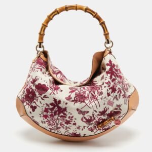 Gucci Multicolor Floral Print Canvas and Leather Peggy Bamboo Handle Hobo | AlmaBagz