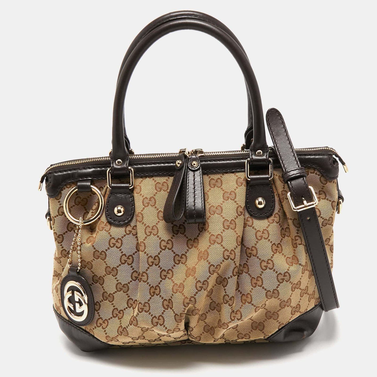 Gucci Beige/Ebony GG Canvas Medium Sukey Tote | AlmaBagz