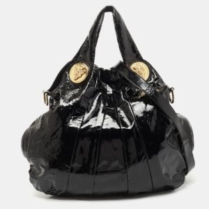 Gucci Black Patent Leather Large Hysteria Hobo | AlmaBagz