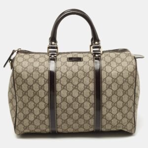 Gucci Beige/Ebony GG Supreme Canvas Medium Joy Boston Bag | AlmaBagz