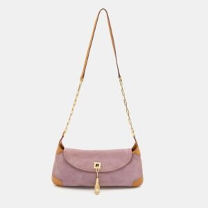 Gucci Light Pink/Brown Suede and Leather Tiger Charm Flap Shoulder Bag | AlmaBagz