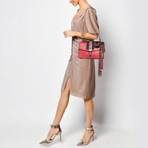 Gucci Red Leather Small Web Sylvie Shoulder Bag | AlmaBagz