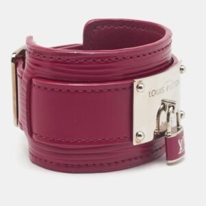 LOUIS VUITTON Fuschia Pink Vernis Infinit Gold Tone Cuff Bracelet 17 | AlmaBagz