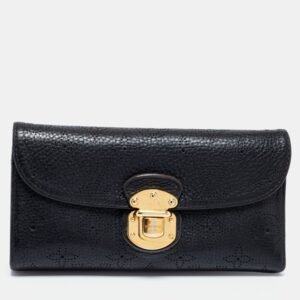 Louis Vuitton Black Monogram Mahina Leather Amelia Wallet | AlmaBagz
