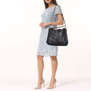 LOUIS VUITTON Black Monogram Mahina Leather Selene MM Bag | AlmaBagz