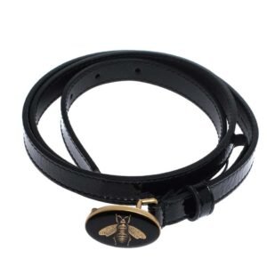Gucci Enamel Bee Belt in Black | AlmaBagz