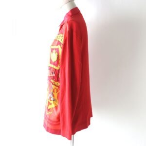 HERMES Long sleeve polo shirt Outer material: 100% silk, Outer material: 85% cotton, Outer material: 15% cashmere Red Women M Used | AlmaBagz