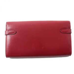 HERMES Long Wallet Purse Main: Box calf Rouge Grena x SilverMetal Women Used | AlmaBagz
