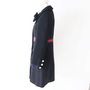GUCCI coat Outer: 100% wool, part: 65% rayon, part: 35% cotton, part: 50% cotton, part: 50% rayon Black x Navy x Red Women 36 Used | AlmaBagz