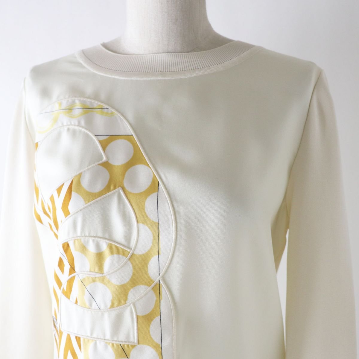 HERMES knit Main: 100% silk, part: 8% nylon, part: 2% polyurethane, part: 100% polyester White type Women 34 Used | AlmaBagz - Image 3