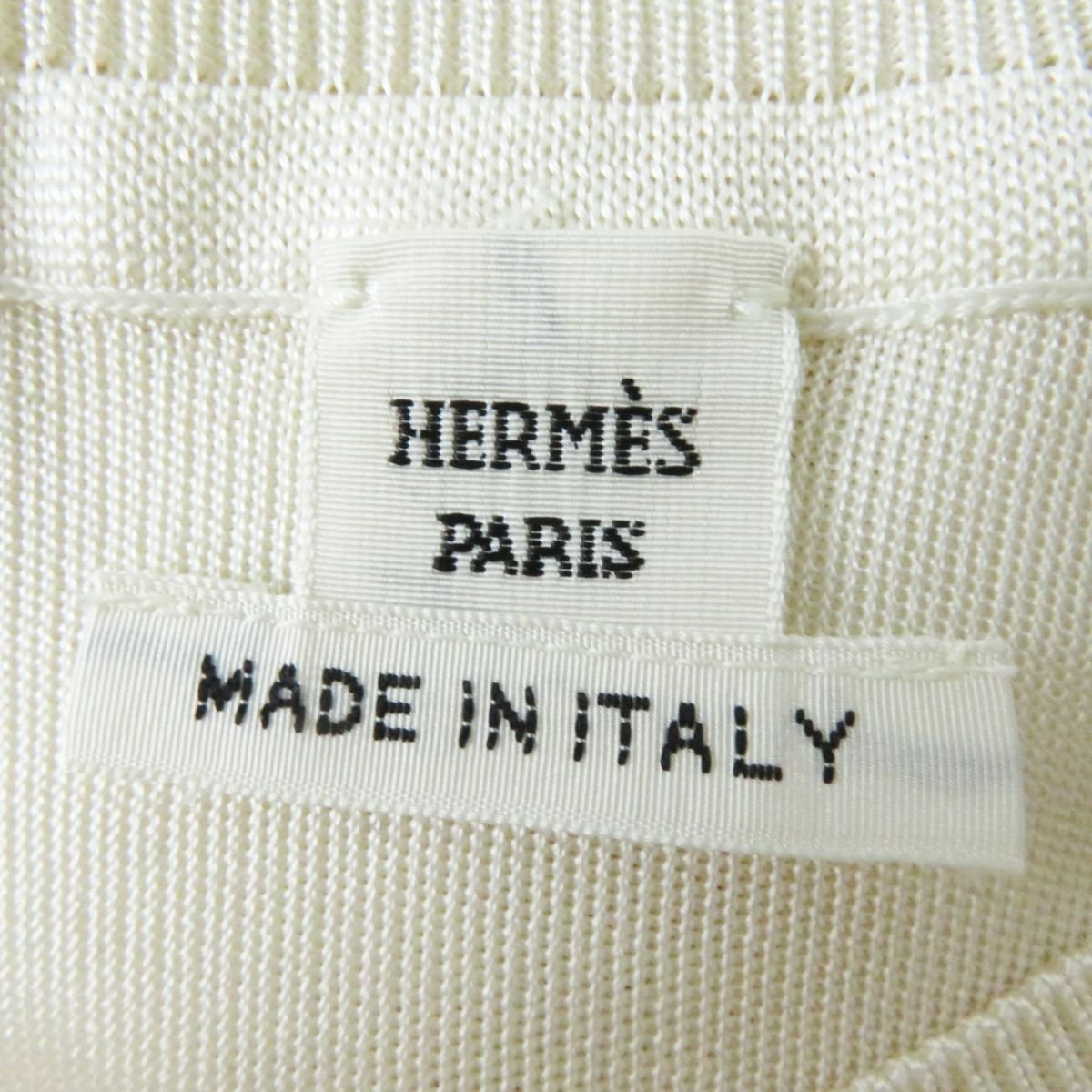 HERMES knit Main: 100% silk, part: 8% nylon, part: 2% polyurethane, part: 100% polyester White type Women 34 Used | AlmaBagz - Image 5