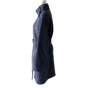 HERMES coat Main: 70% cotton, Main: 30% wool, Part: Leather Navy x Gray type Women 38 Used | AlmaBagz