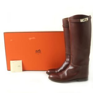 HERMES boots leather Brown x silver 38 | AlmaBagz
