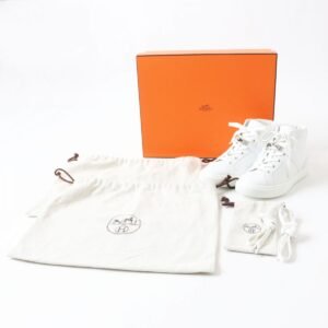HERMES sneakers Part: Leather, Part: Kelly Metal White xSilver Metal Women 36.5 Used | AlmaBagz
