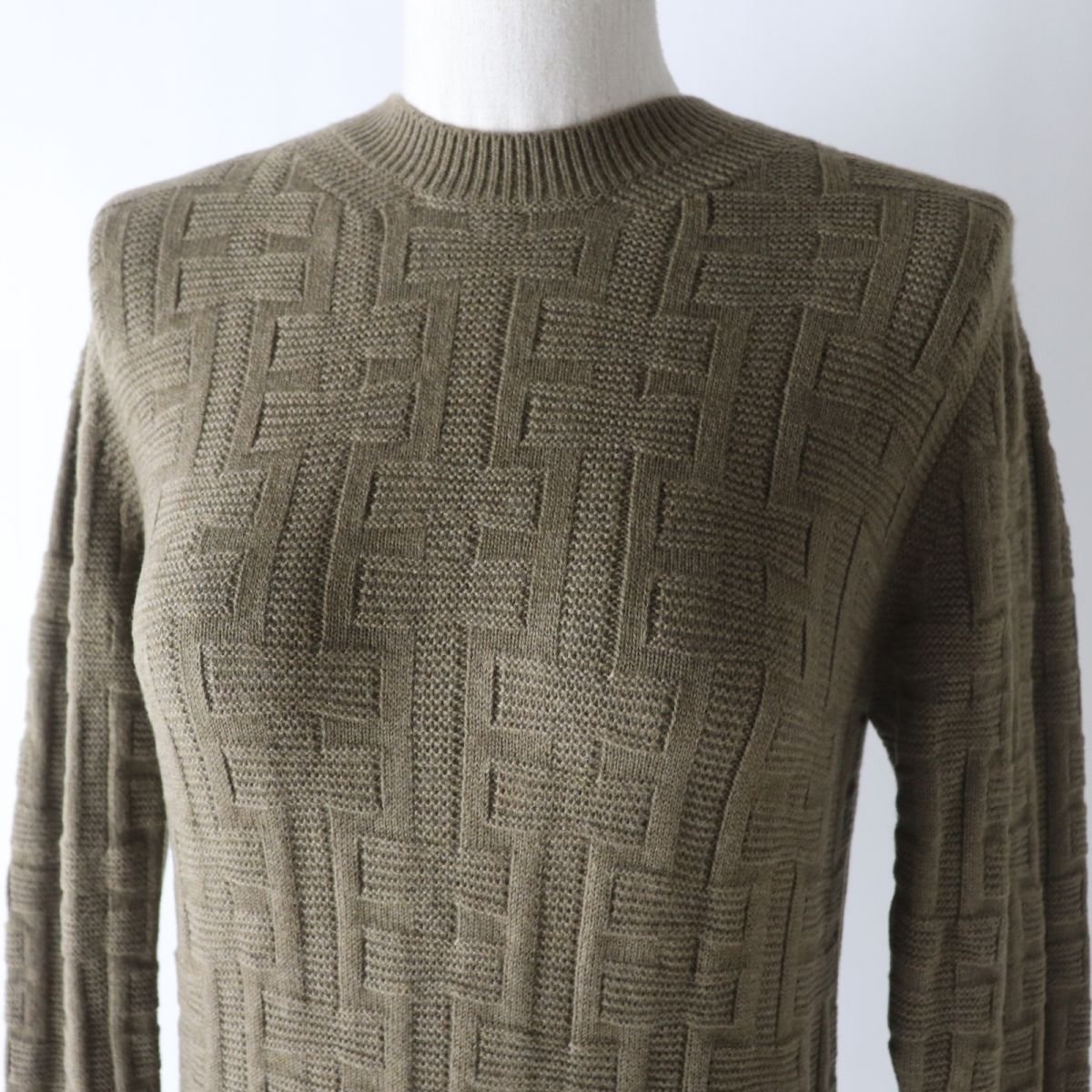 HERMES knit Main: 100% virgin wool Khaki brown type Women 36 Used | AlmaBagz - Image 3
