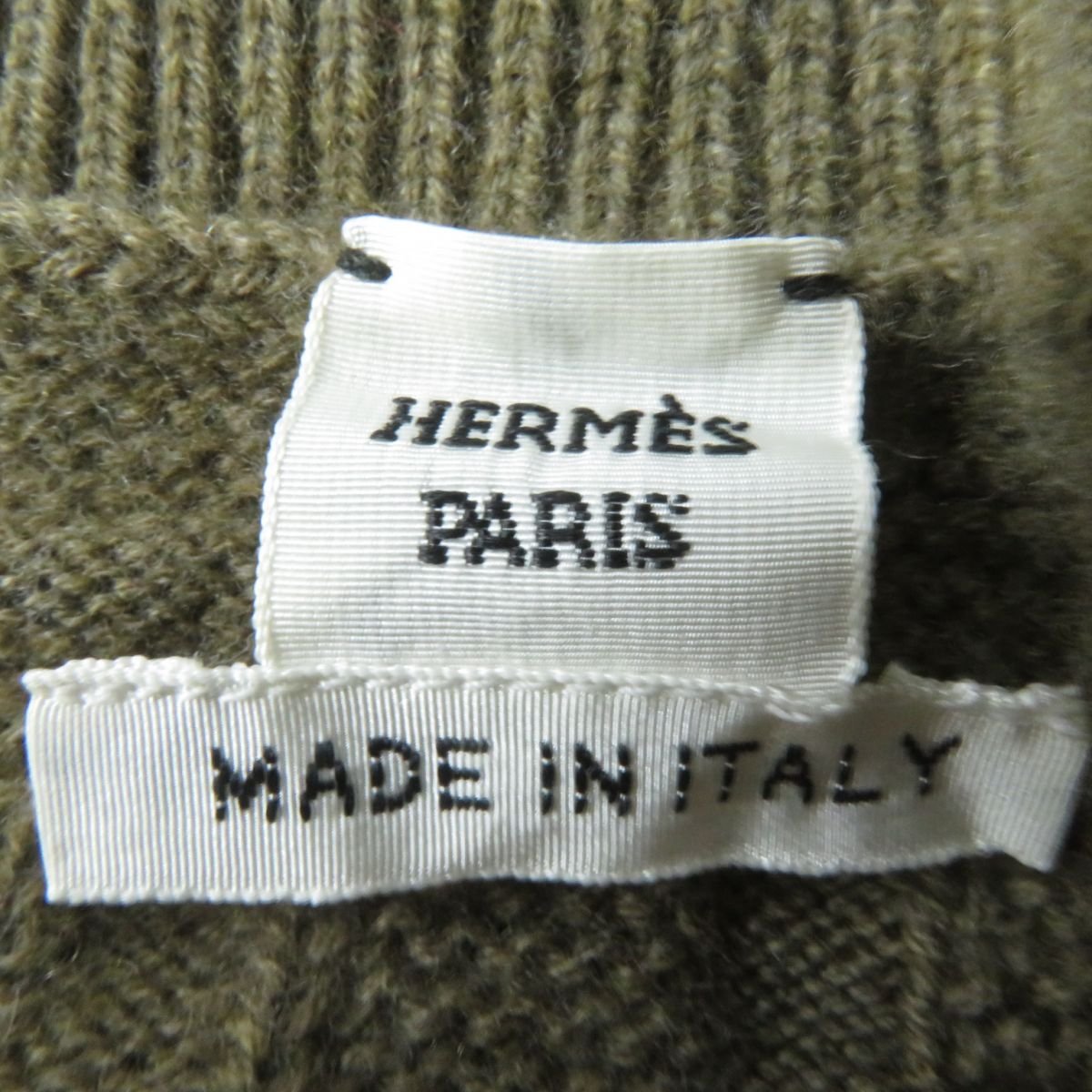 HERMES knit Main: 100% virgin wool Khaki brown type Women 36 Used | AlmaBagz - Image 5