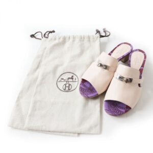 HERMES Sandals leather Purple x Light Pink x Silver Metal 36 | AlmaBagz