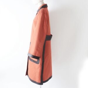 HERMES coat Main: 78% cotton, Main: 22% polyester, Part: Lamb leather terracotta Women 38 Used | AlmaBagz