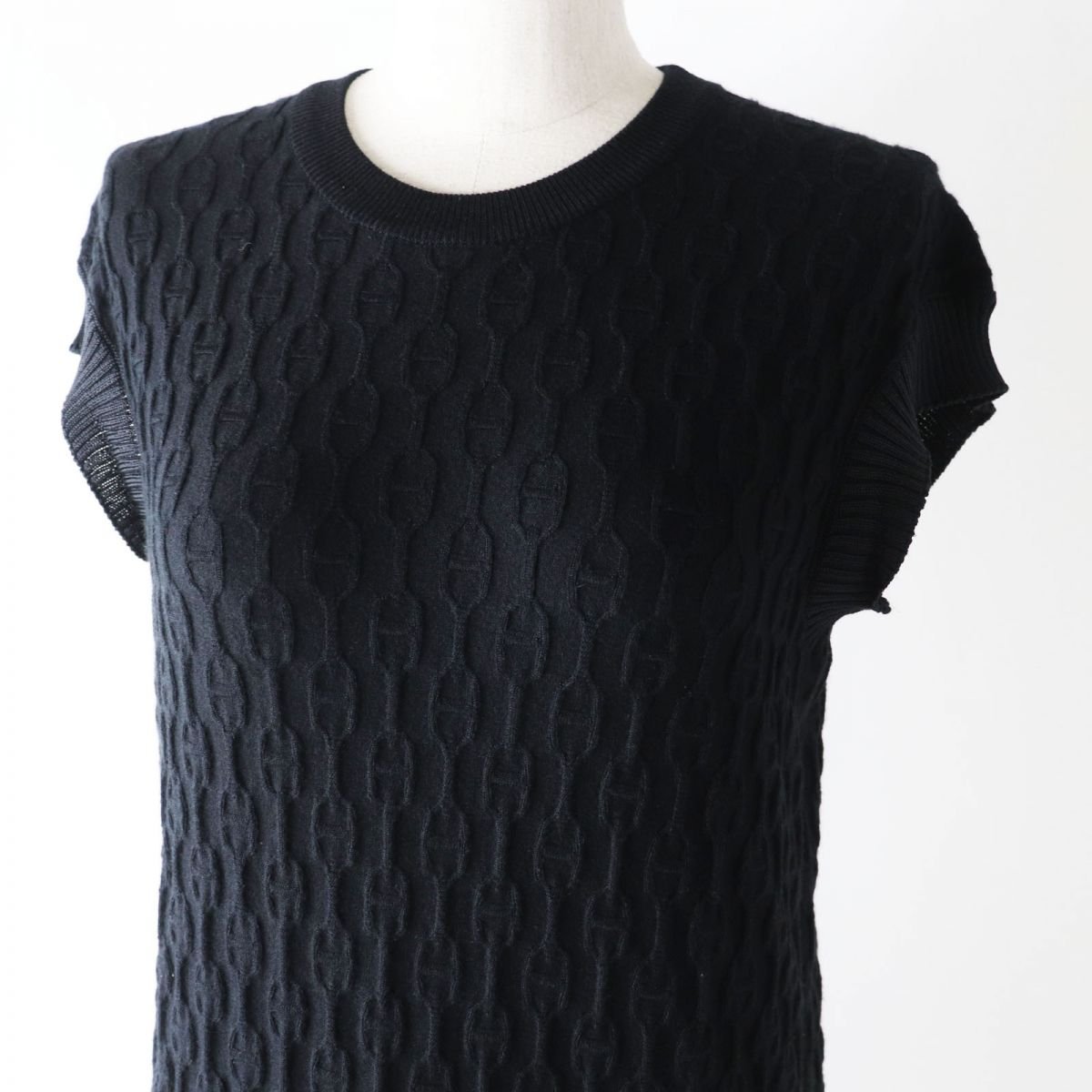 HERMES knit Main: 50% silk, Main: 41% cashmere, Main: 7% nylon, Main: 2% polyurethane black Women 36 Used | AlmaBagz - Image 3