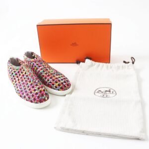 HERMES Slip-on Part: Leather Multicolor x white Women 35.5 Used | AlmaBagz