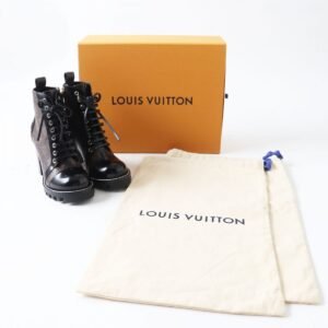 LOUIS VUITTON boots Patent leather Black x Brown (Monogram Pattern) 37 | AlmaBagz