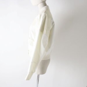 HERMES Blouson Outer: 100% cotton, Leather: Lamb leather, Part: 44% silk, Part: 33% cotton, Part: 21% polyamide (nylon) white Women 38 Used | AlmaBagz