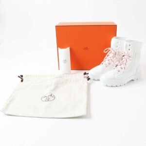 HERMES boots Main: Parachute fabric, Main: Calf leather Whitex orange Women 38 Used | AlmaBagz