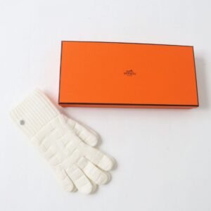 HERMES gloves wool White xSilver Metal S | AlmaBagz